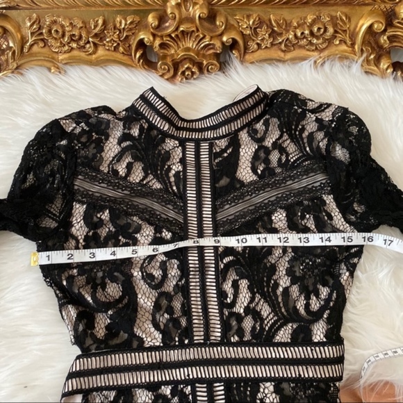 Black & Tan Sexy Backless Lace Cocktail Dress - Picture 5 of 5